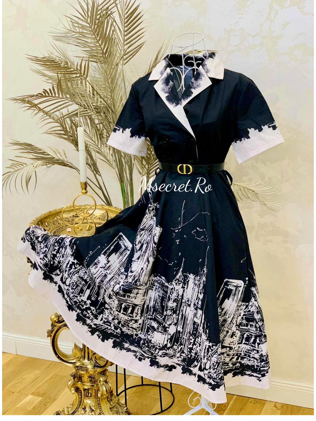 Rochie tip camasa cu maneca scurta