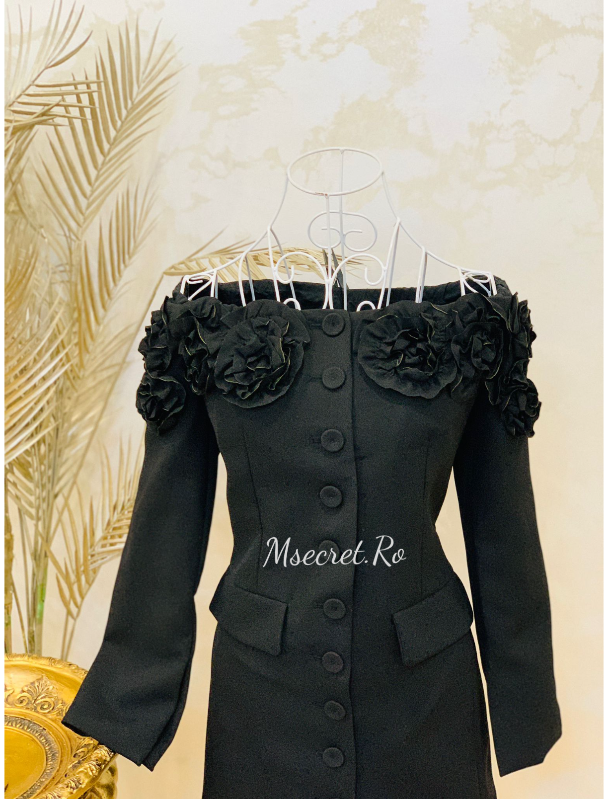 Rochie sacou eleganta cu maneca lunga si flori