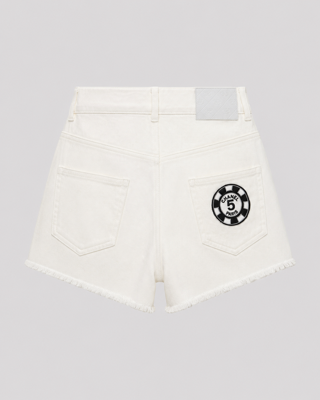 Pantaloni scurti albi din denim cu talie inalta