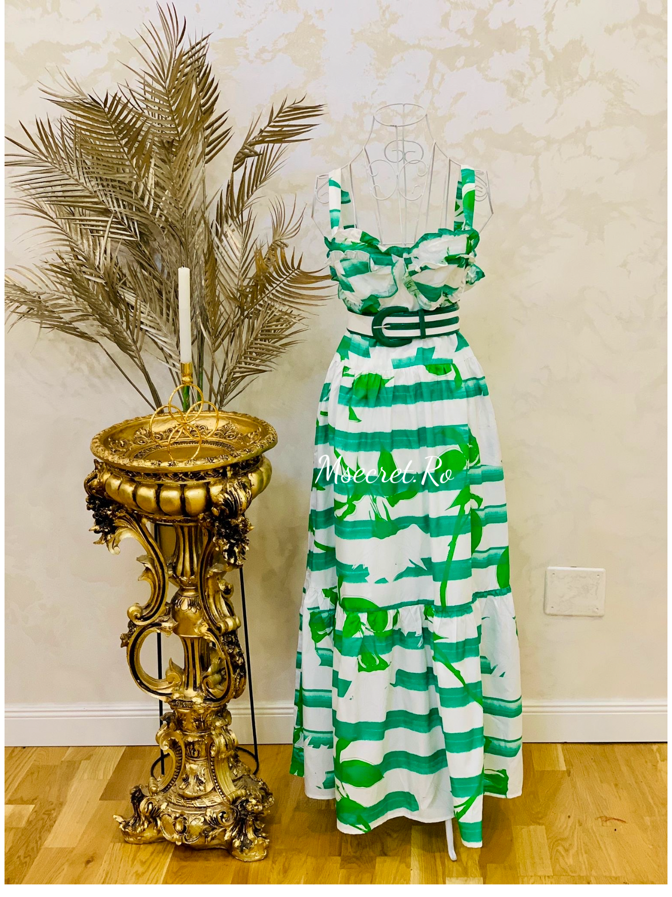 Rochie verde cu bretele
