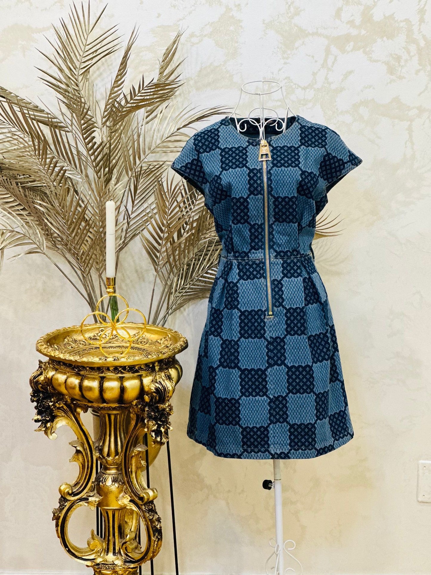 Rochie din denim cu fermoar frontal
