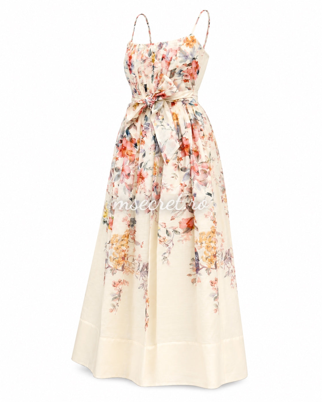 Rochie lunga din in cu imprimeu floral Mira