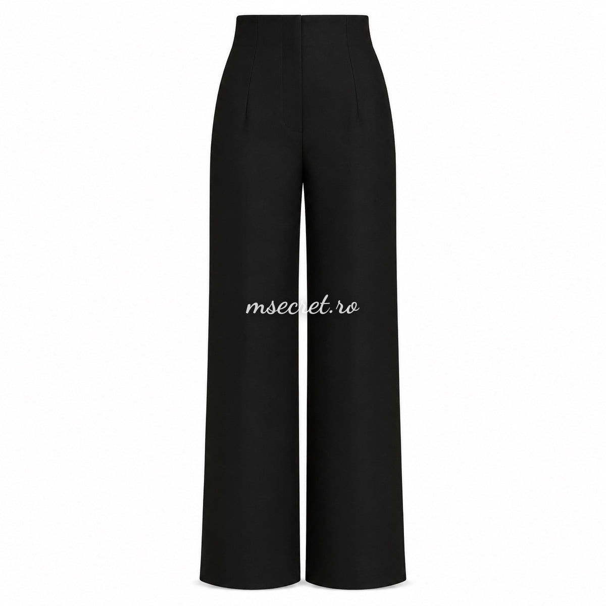 Compleu negru cu sacou cambrat si pantaloni evazati