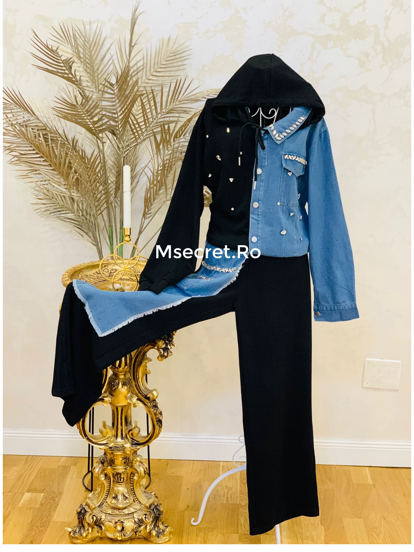 Compleu denim cu pantaloni lungi