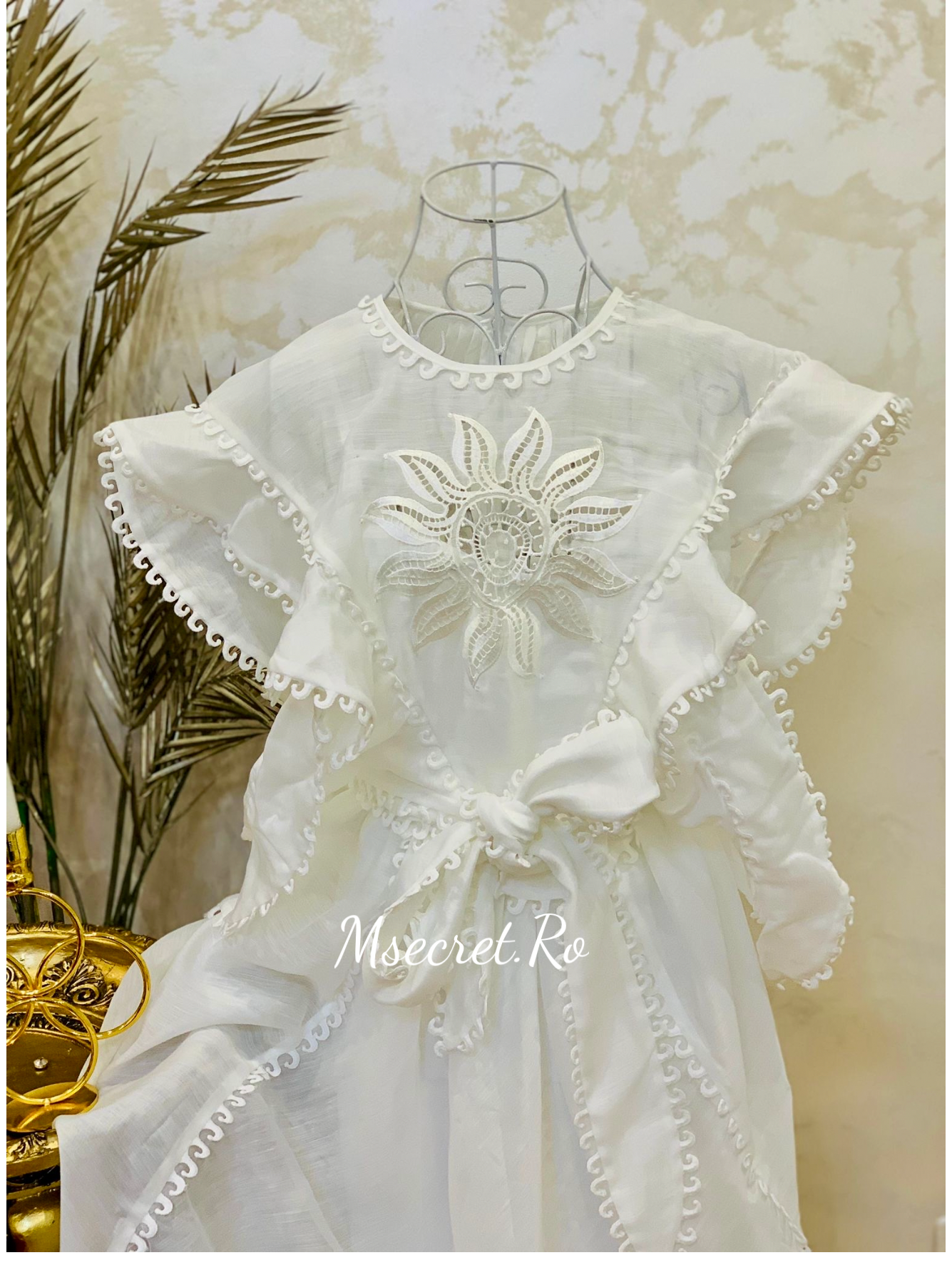 Rochie alba din in Malina