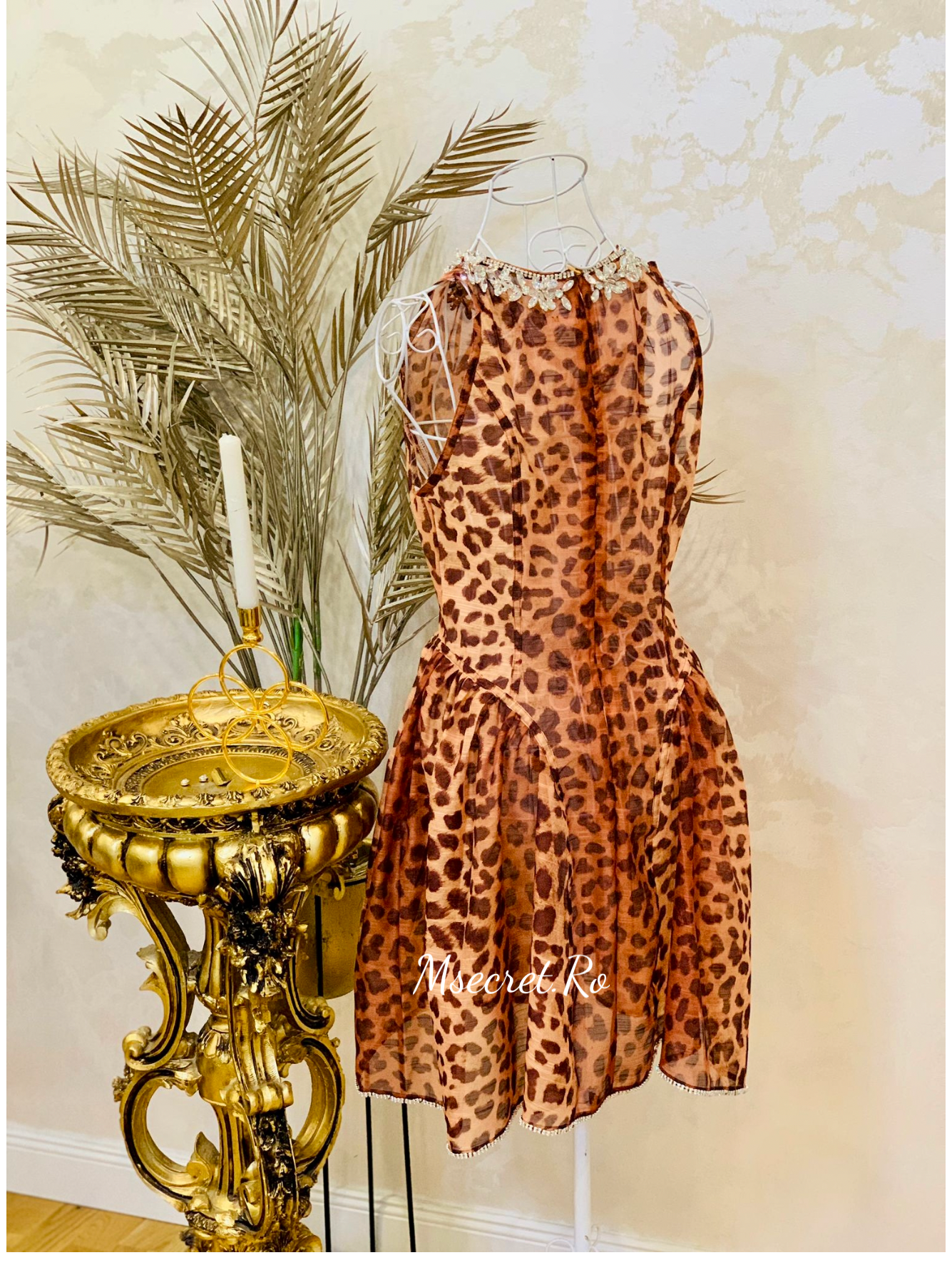 Rochie animal print din in si matase