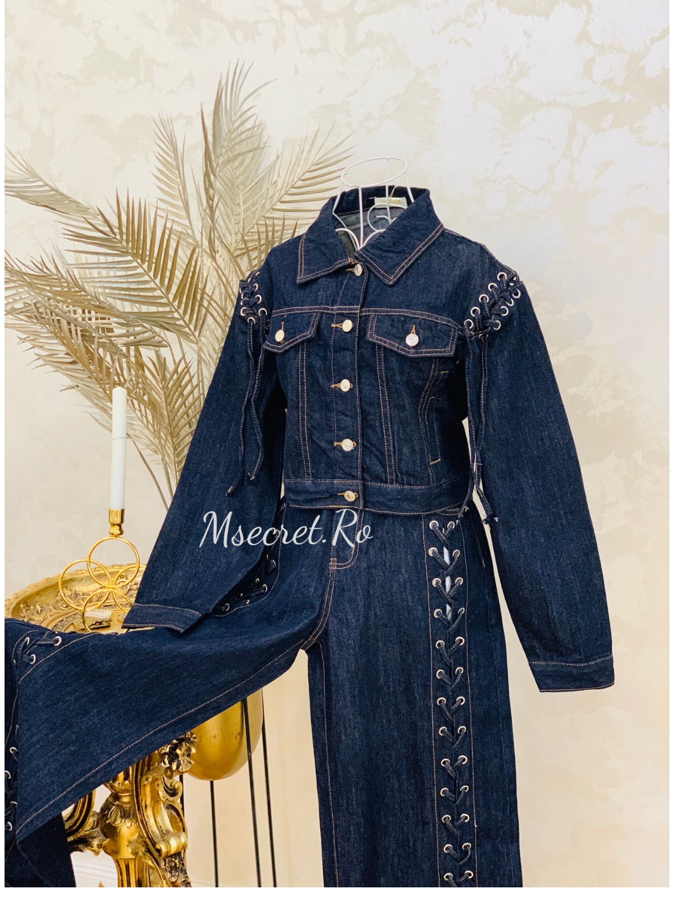 Compleu denim cu geaca si pantaloni