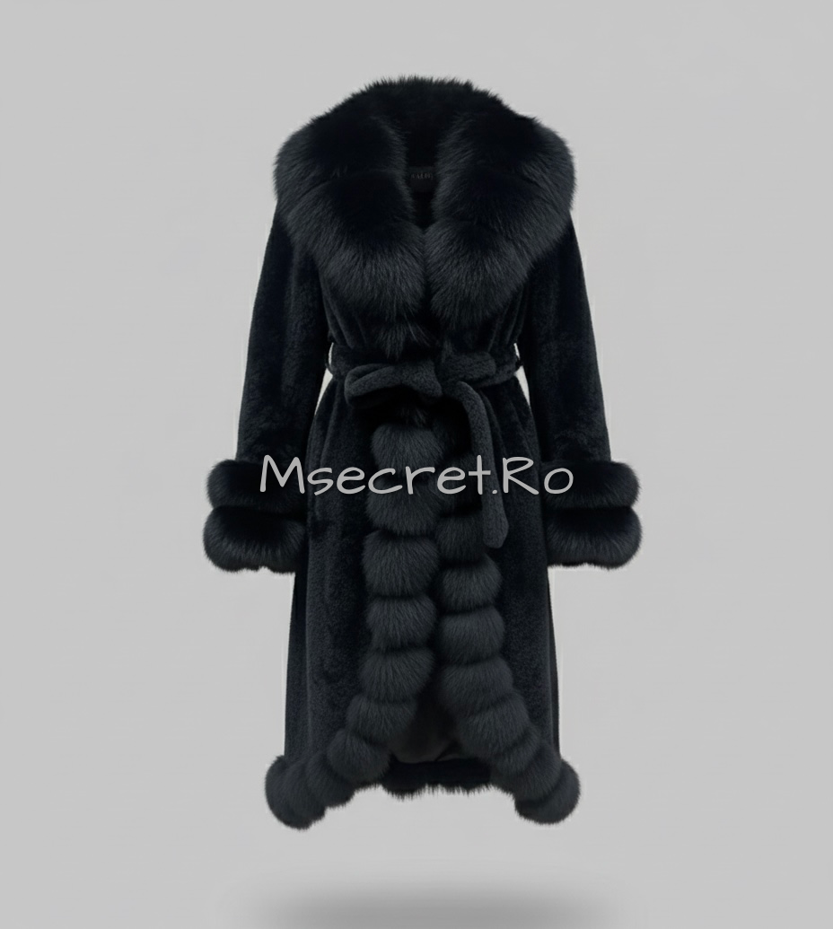 Natural Fox Fur and Alcantara Coat
