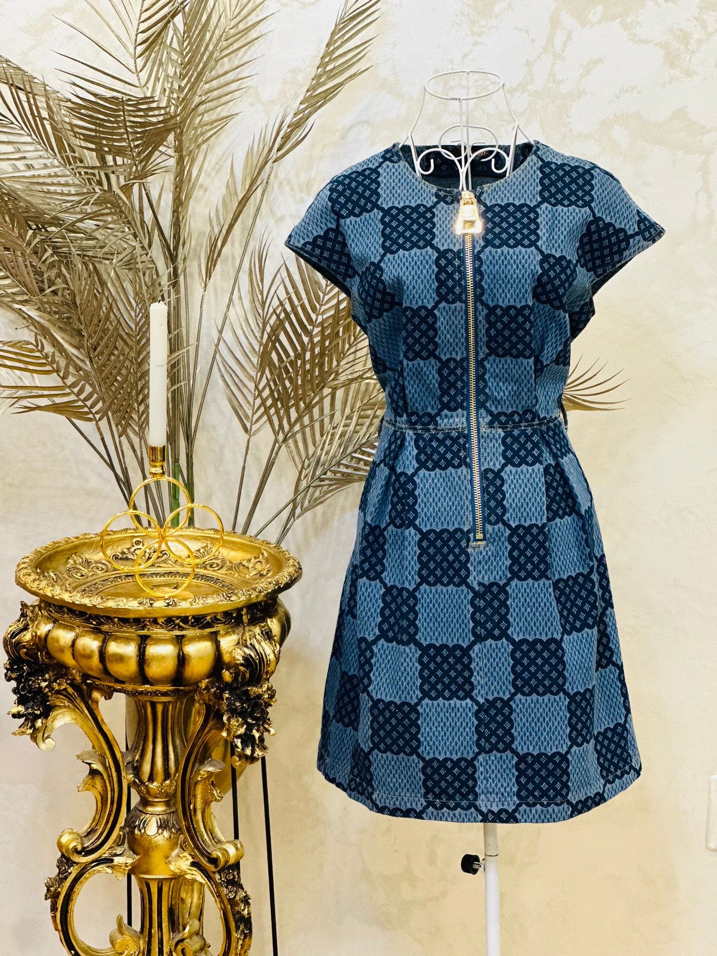 Rochie din denim cu fermoar frontal