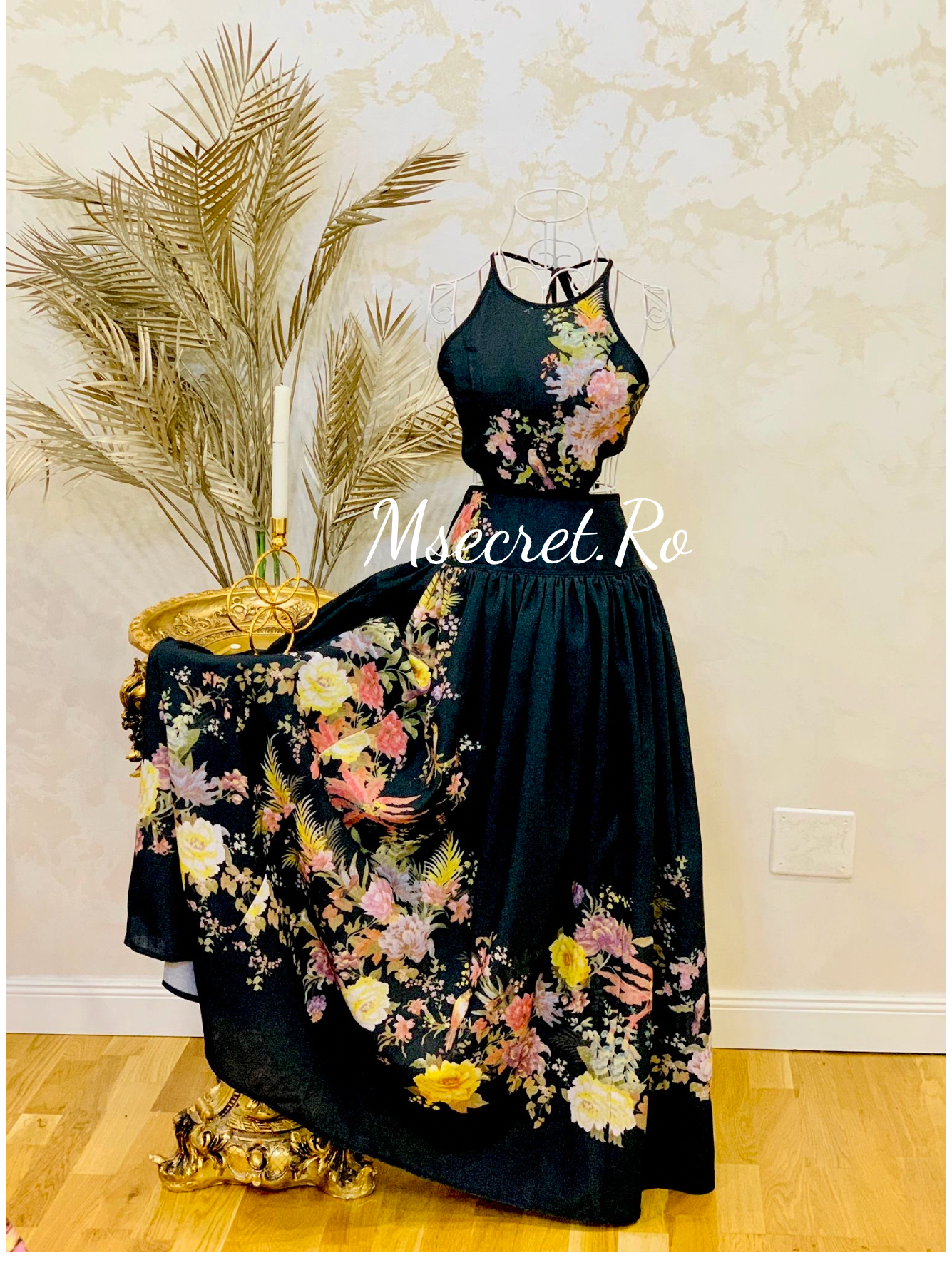 Rochie lunga cu model floral