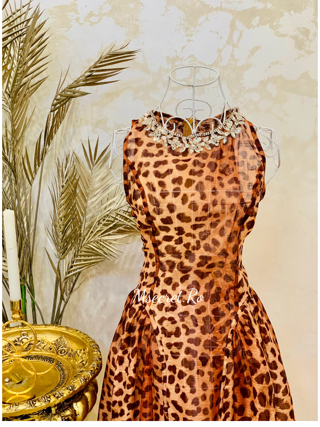 Rochie animal print din in si matase