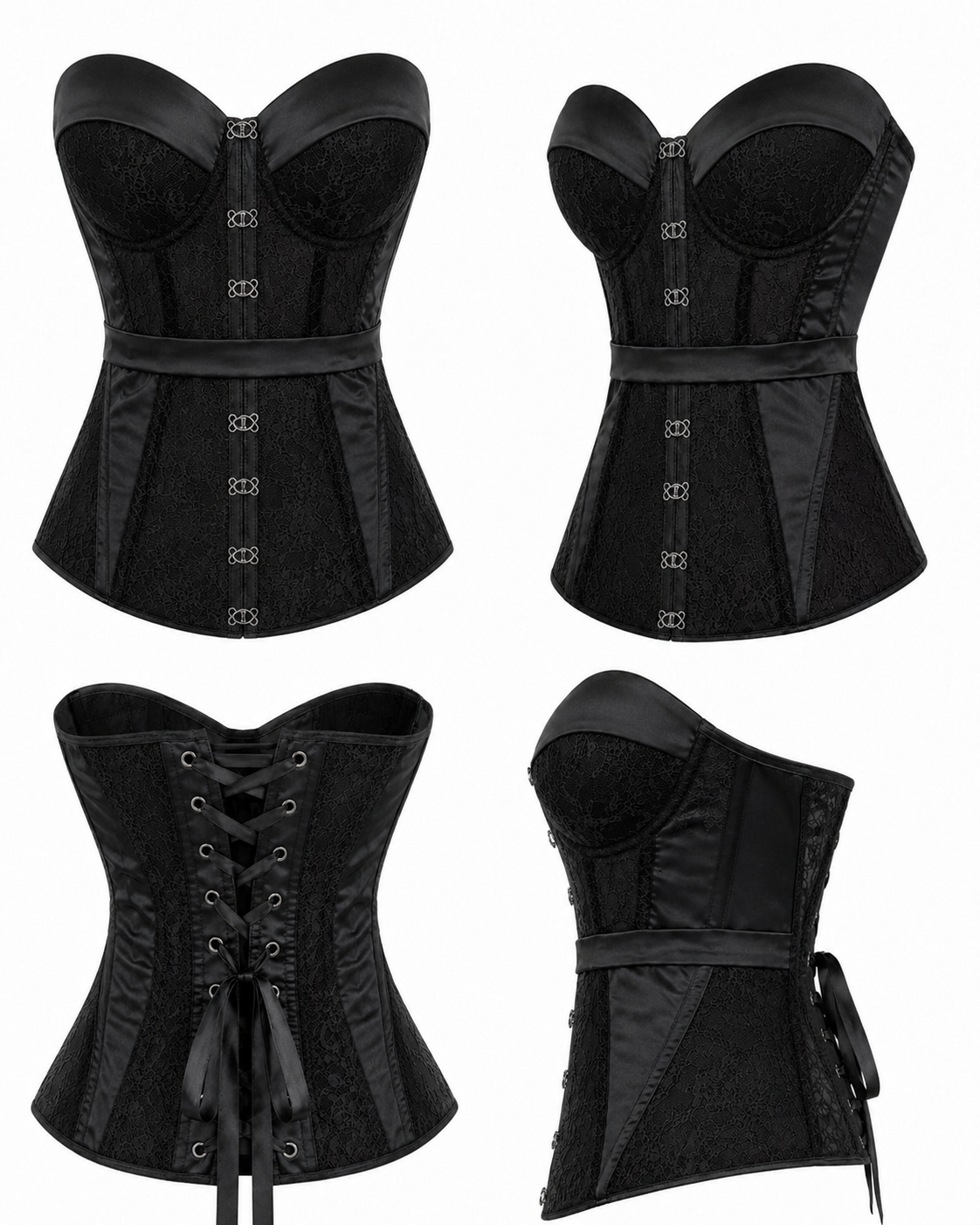 Corset negru din dantela cu cupe