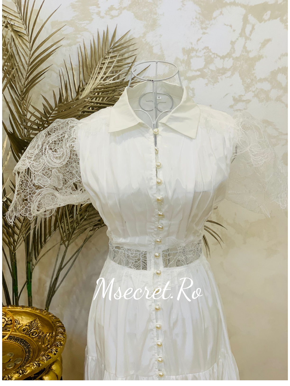 Rochie maxi, alba din matase satinata