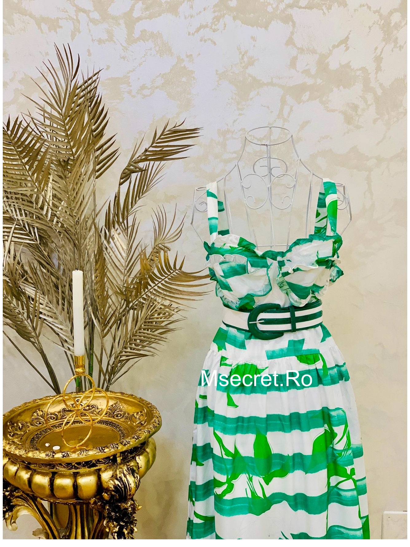 Rochie verde cu bretele
