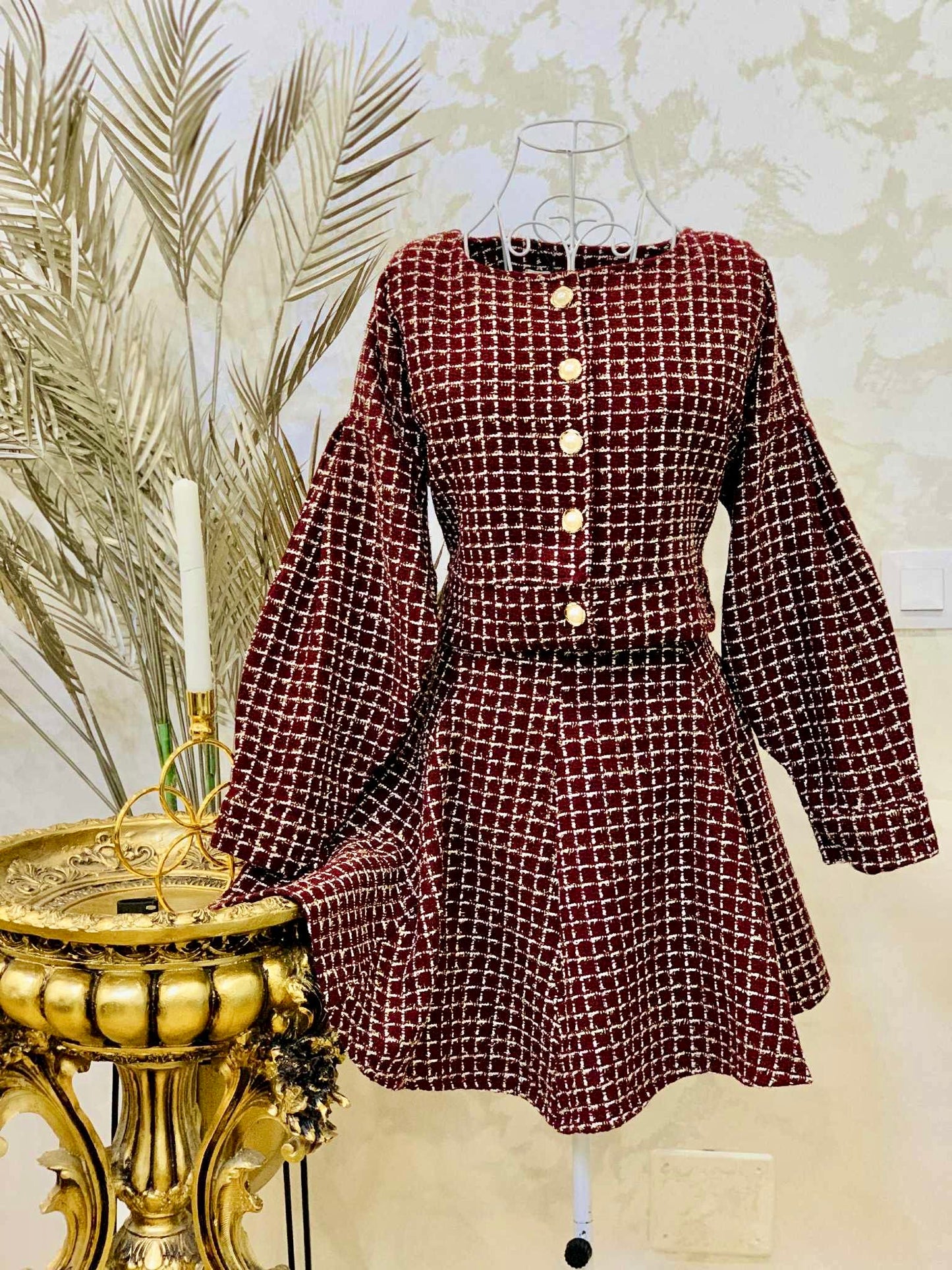 Compleu din tweed cu sacou si rochie