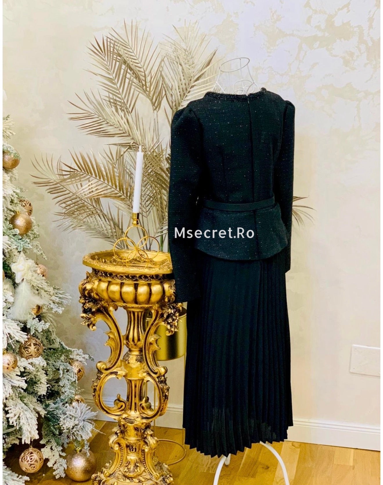 Black tweed dress with crystals