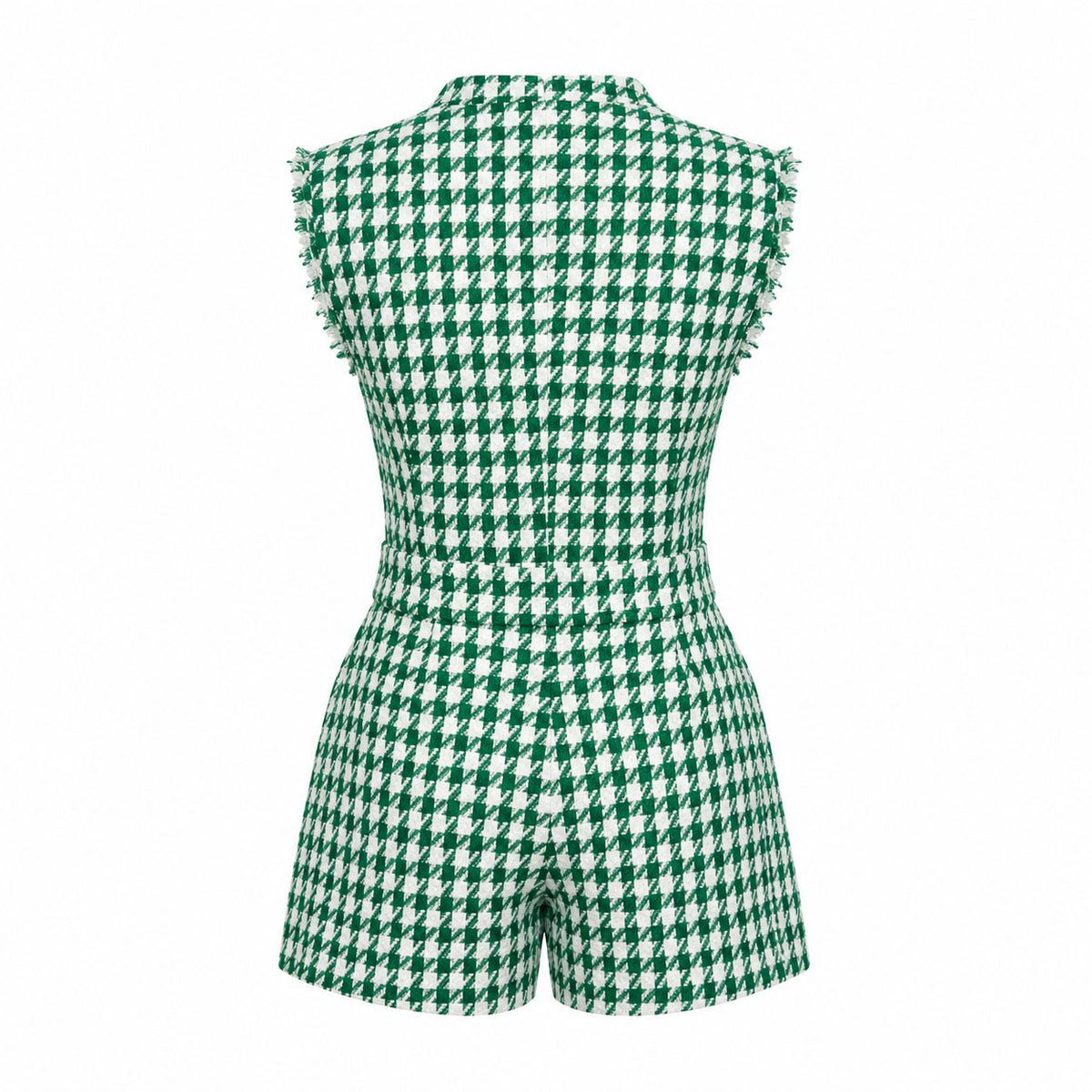 Compleu verde din tweed cu vesta si pantaloni scurti