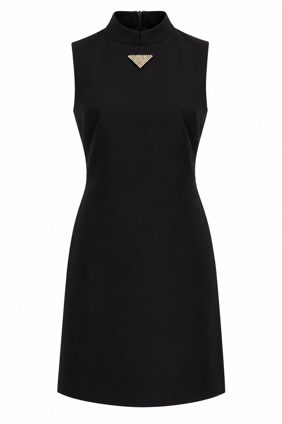 Rochie scurta neagra din tricot cu guler inalt