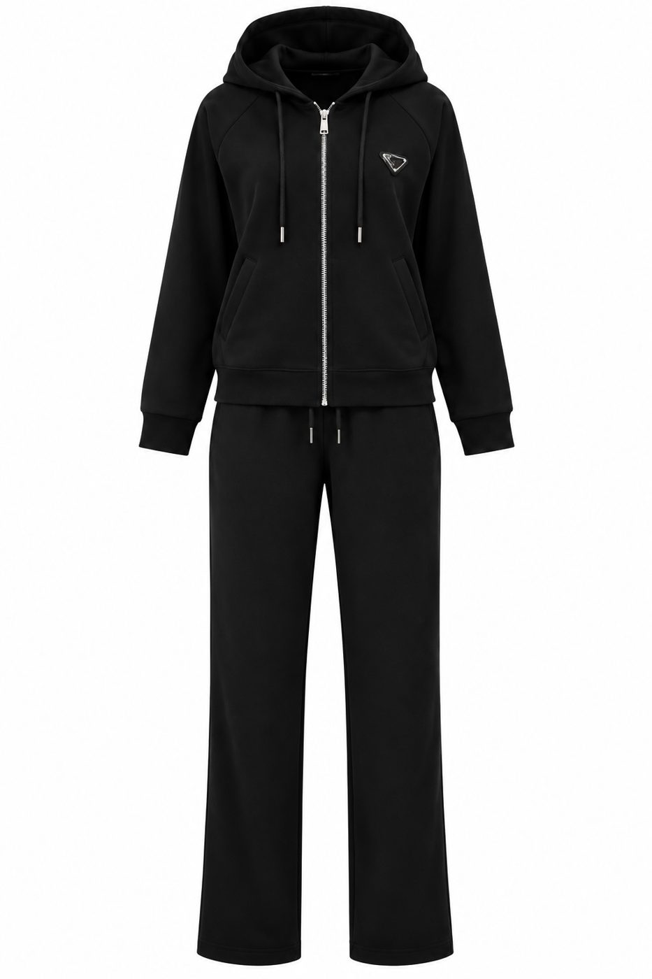 Trening negru cu gluga din bumbac elastic