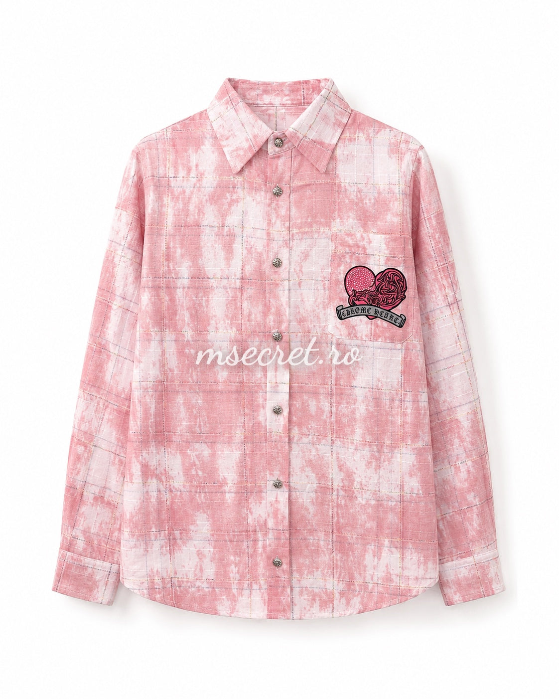 Oversized pink shirt with an artistic print