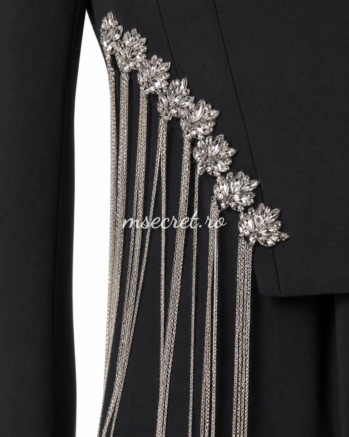 Elegant black suit with a jacket and flared trousers