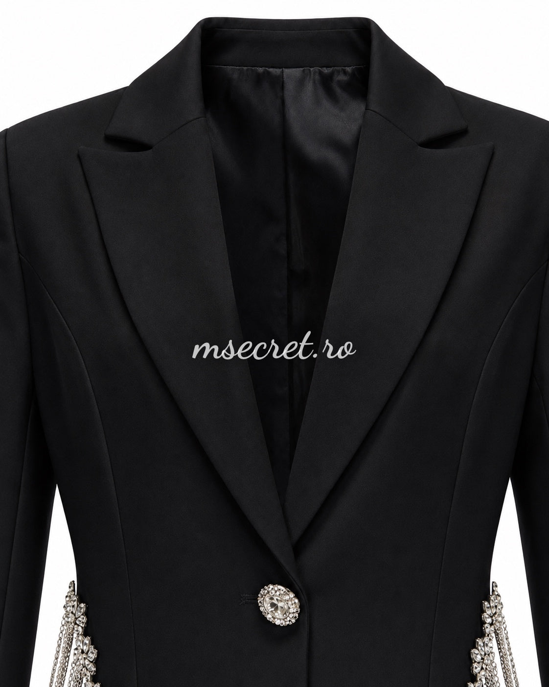 Elegant black suit with a jacket and flared trousers