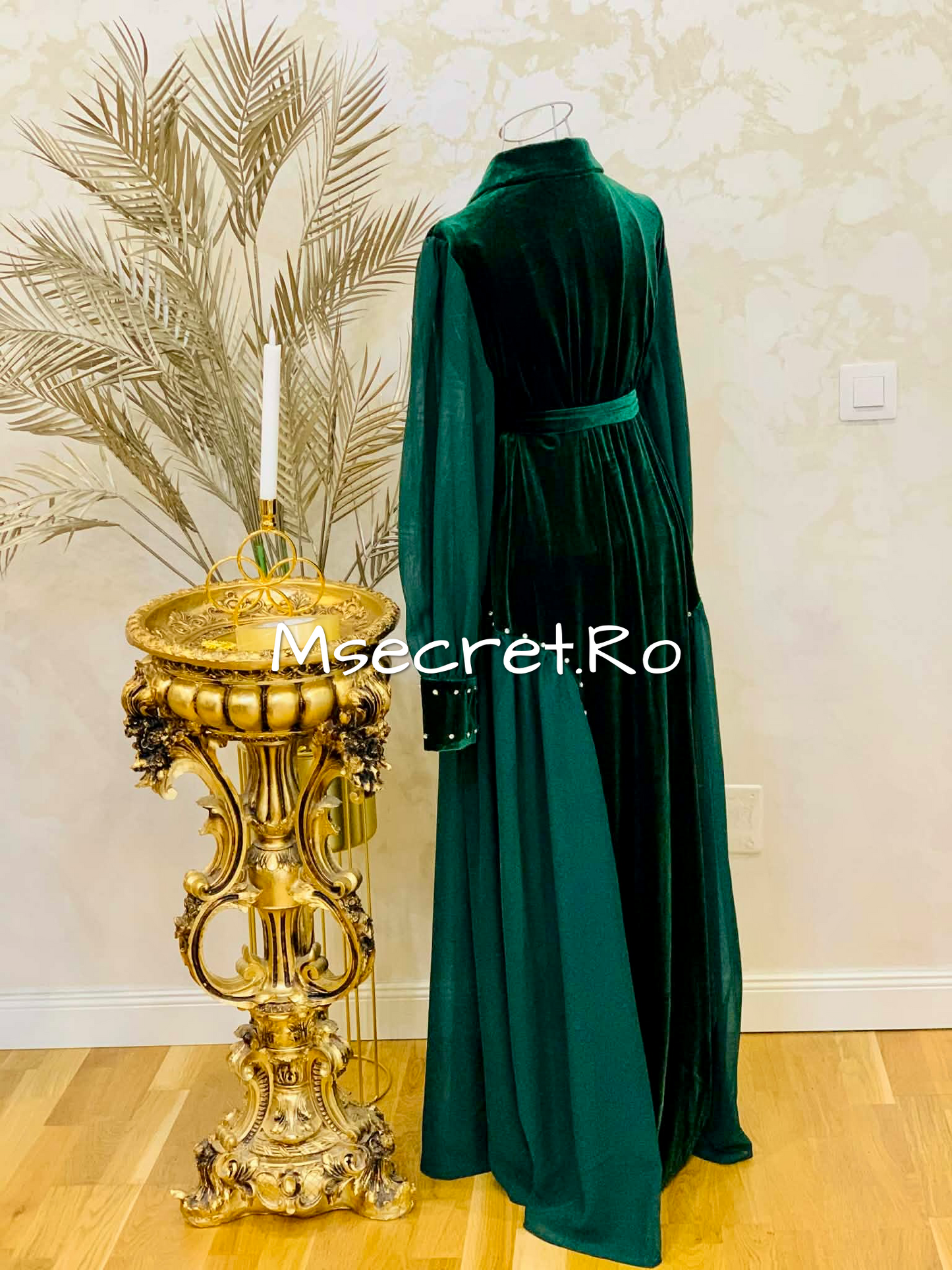 Rochie verde din catifea midi