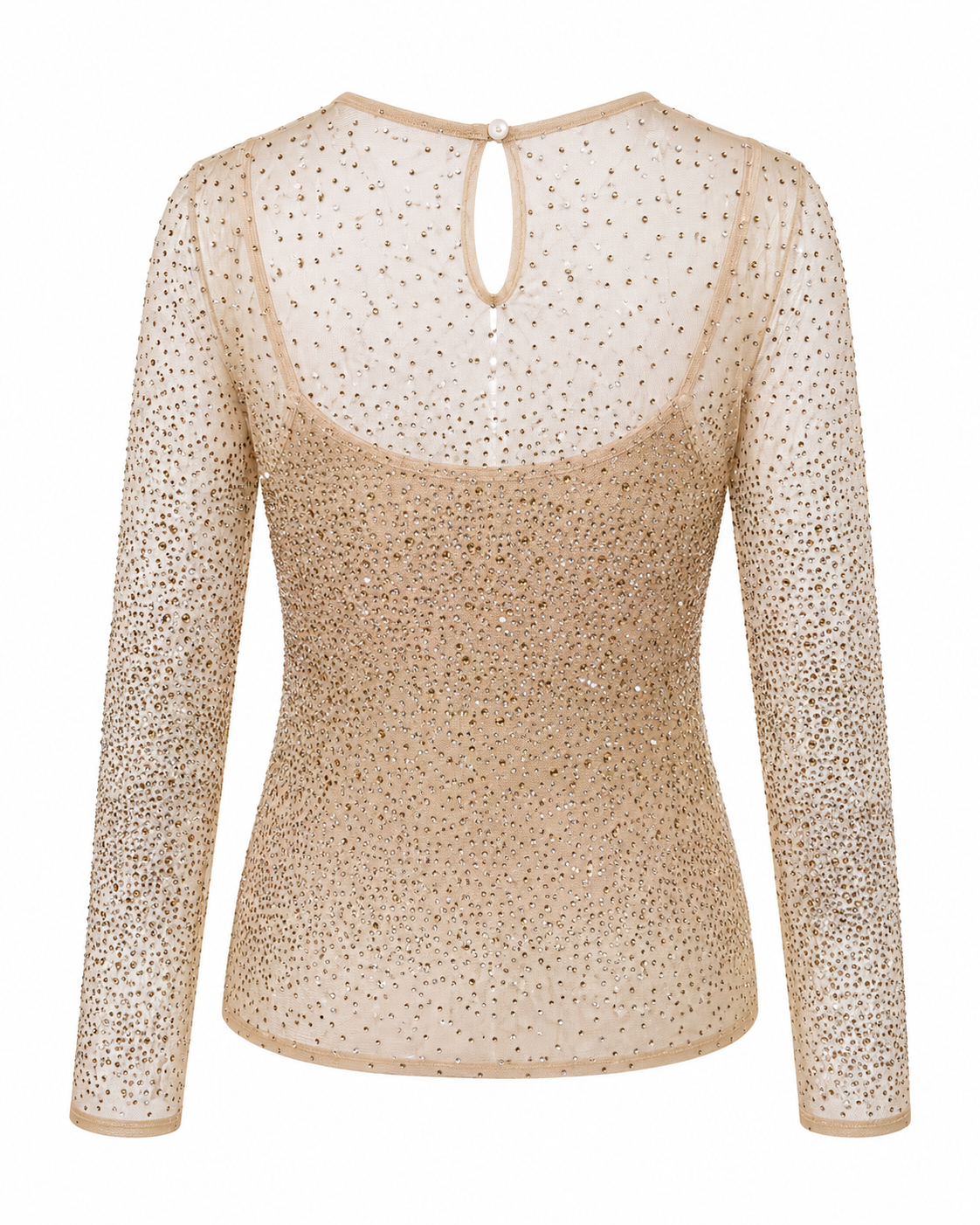 Elegant tulle blouse with gold and silver crystals