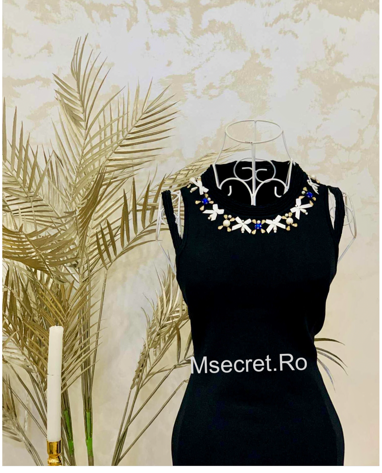 Compleu tricot negru cu aplicații bijuterie cu rochie si sacou