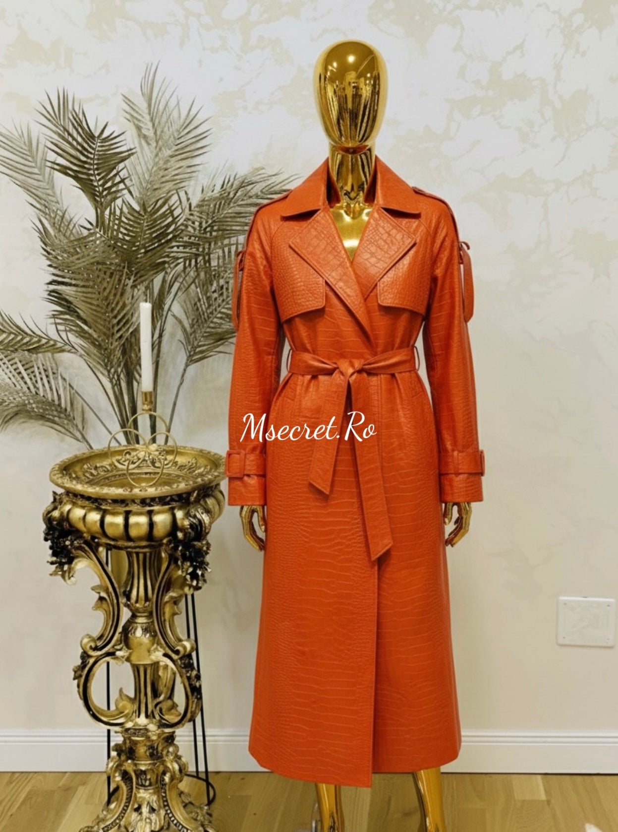 Trench lung din  piele Bellisima