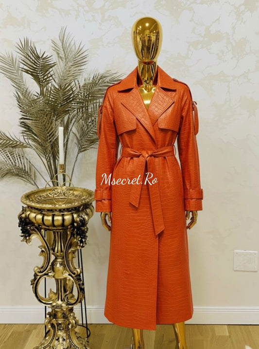 Trench lung din  piele Bellisima