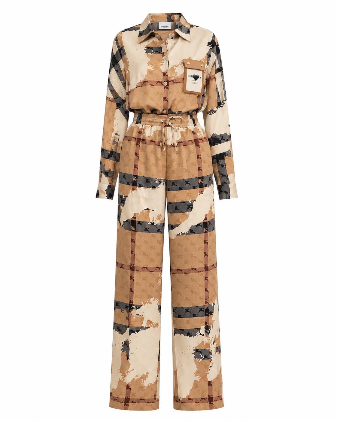 Elegant print co-ord set with wide-leg trousers