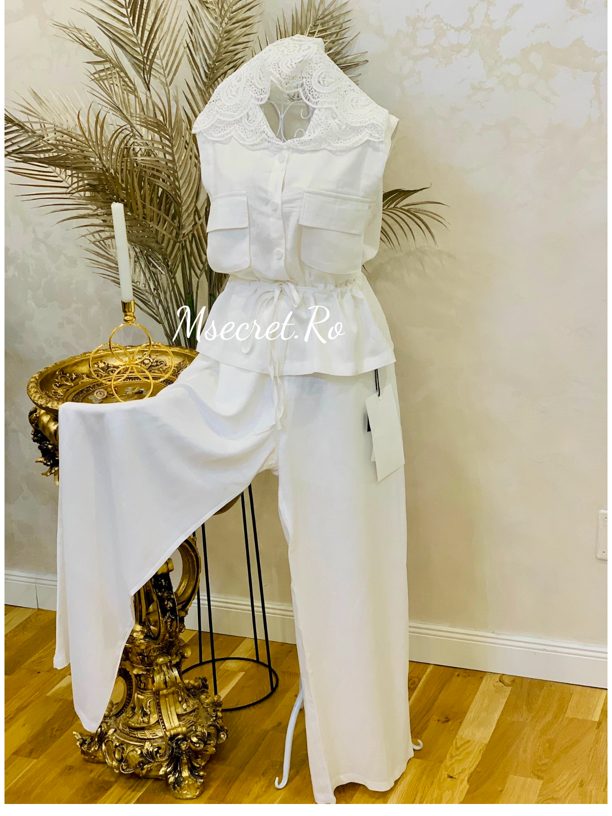White cotton set consisting of a vest and long pants