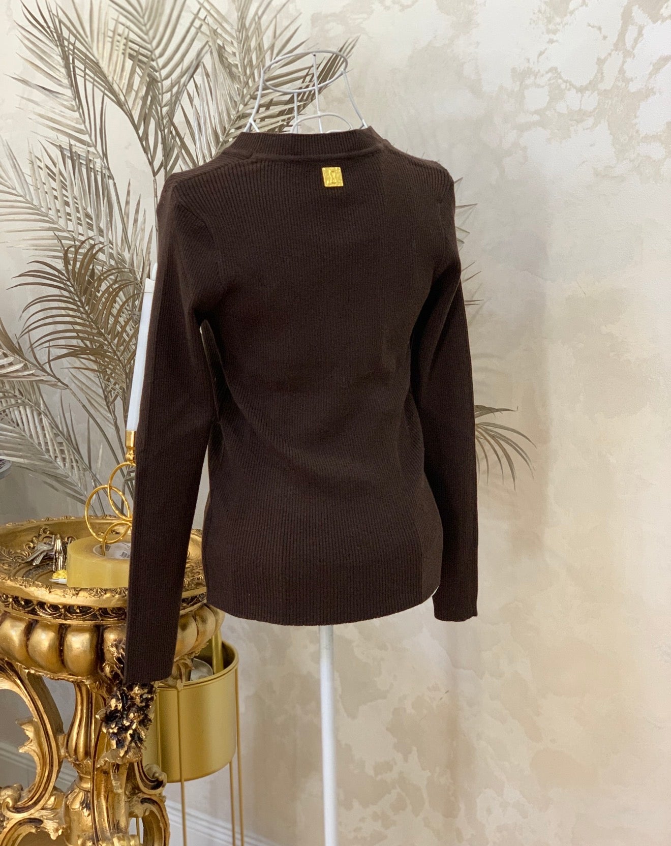 Brown knit blouse