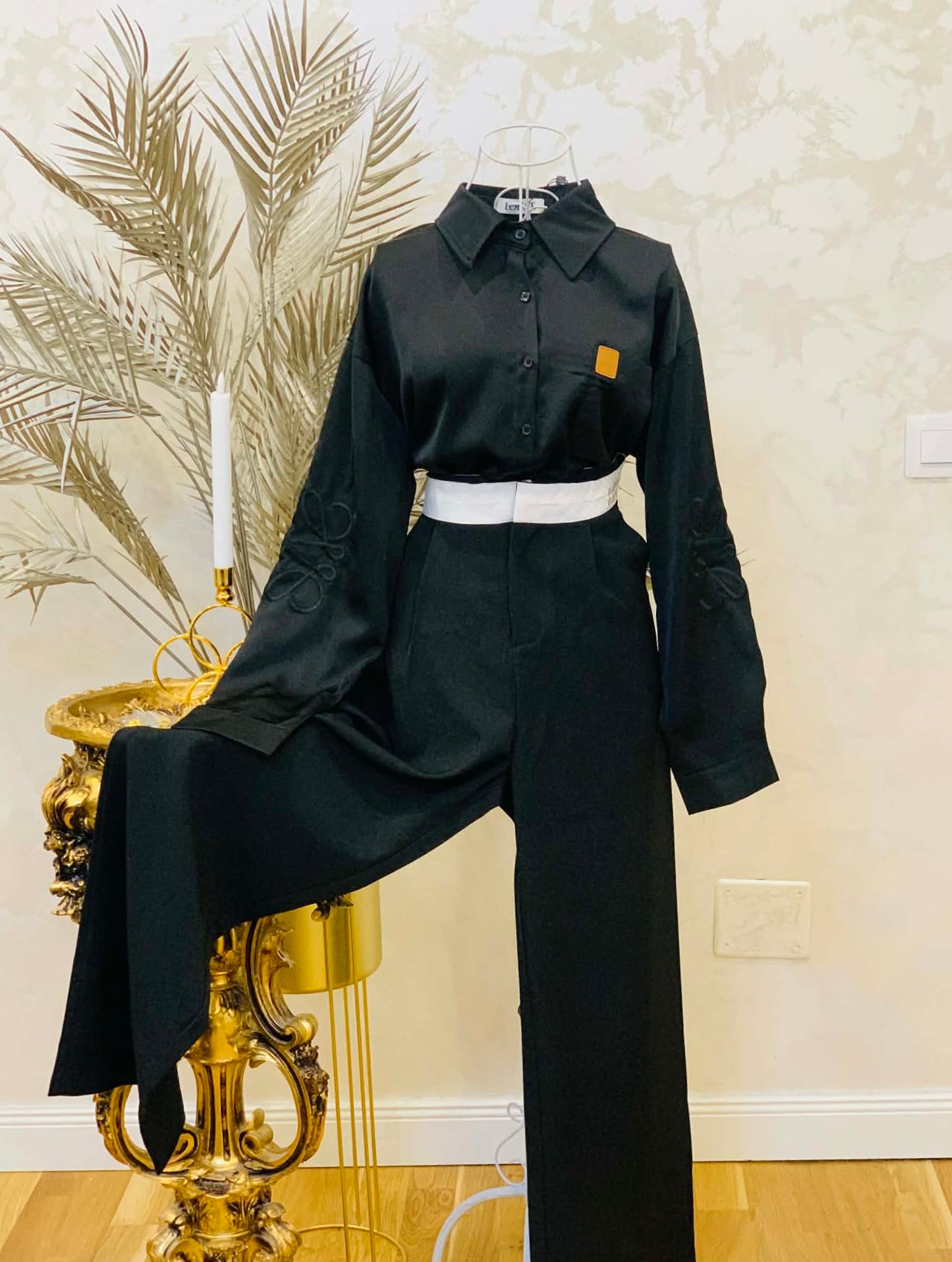 Black satin shirt