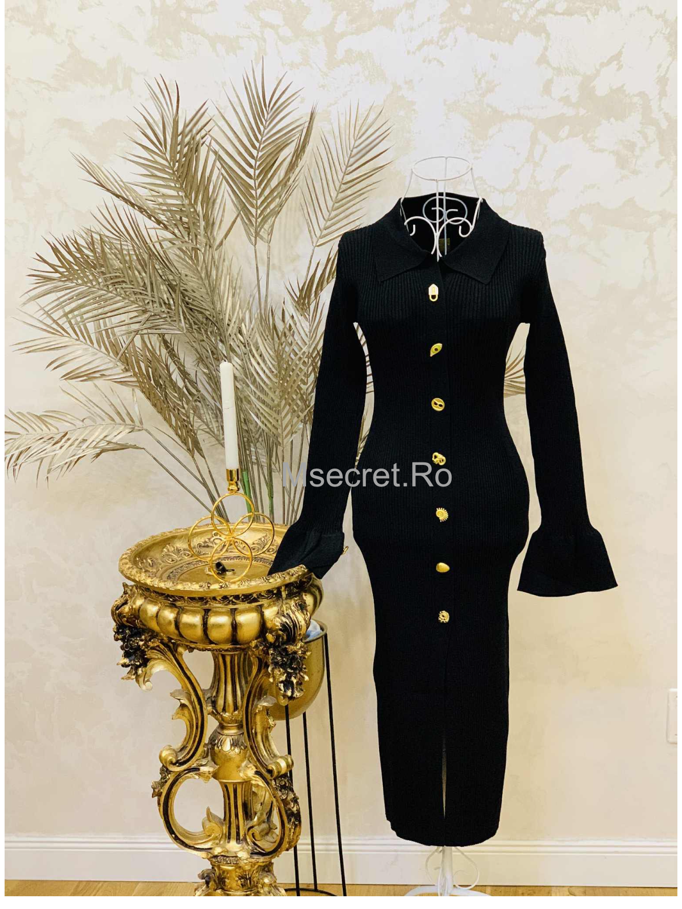 Rochie neagra din tricot