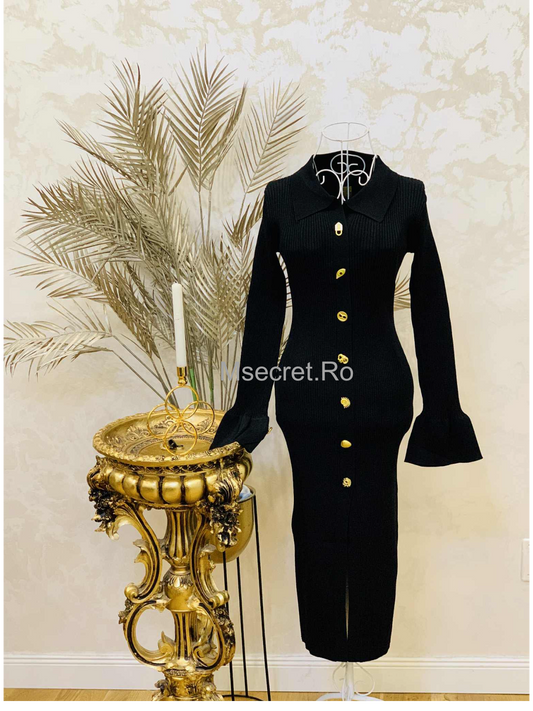 Rochie neagra din tricot