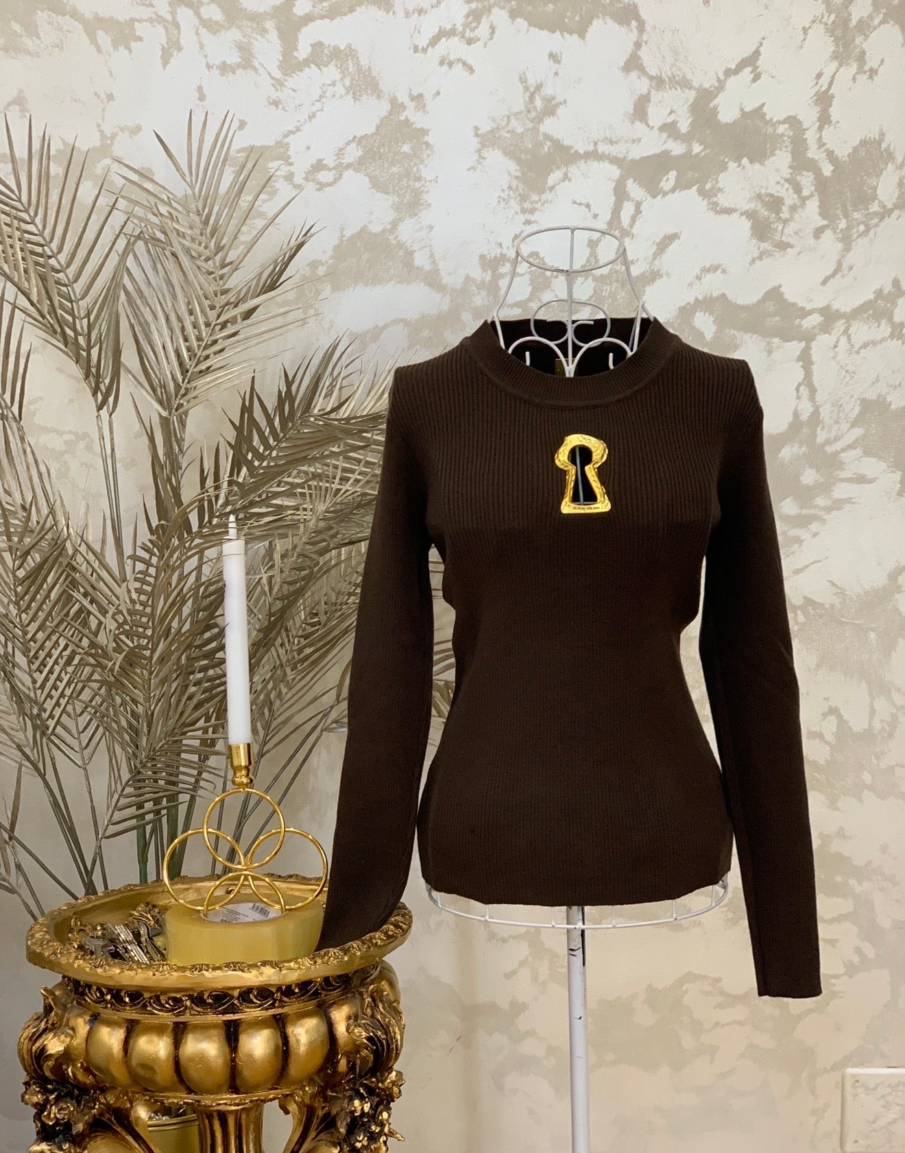 Brown knit blouse