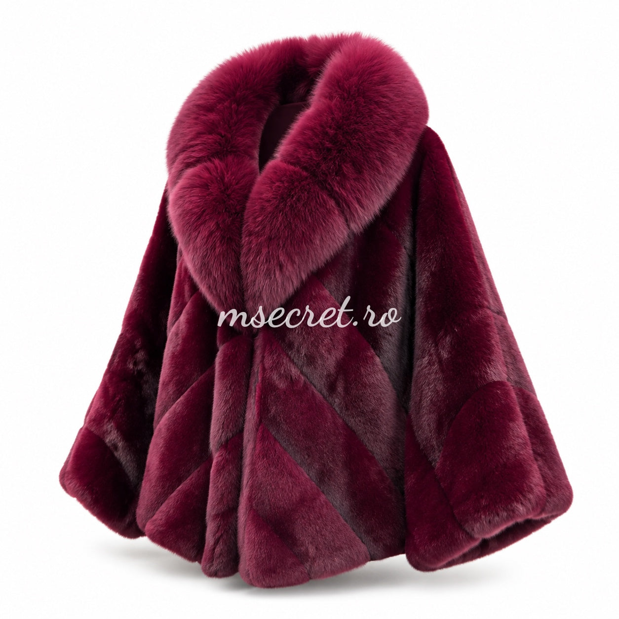 Capa din blana naturala de vulpe si alcantara