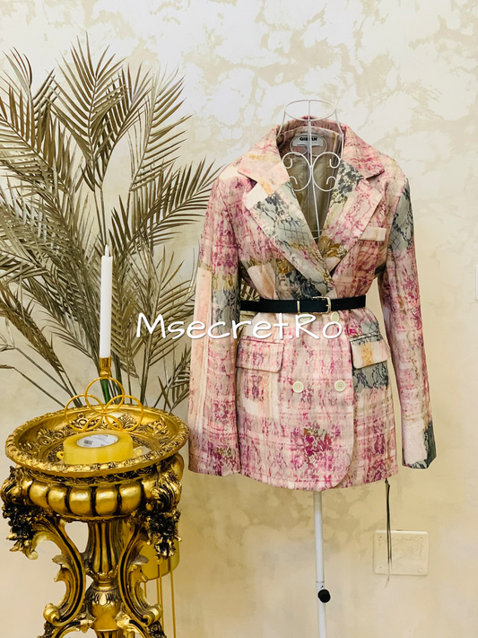 Sacou roz din dantela