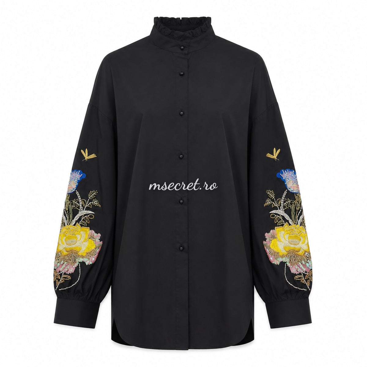 Camasa neagra cu broderie