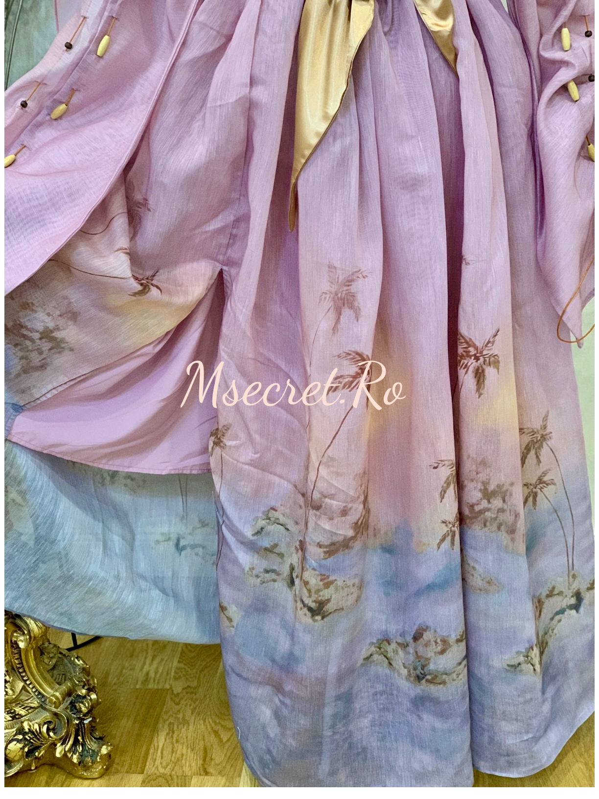 Rochie maxi din in si matase Palm
