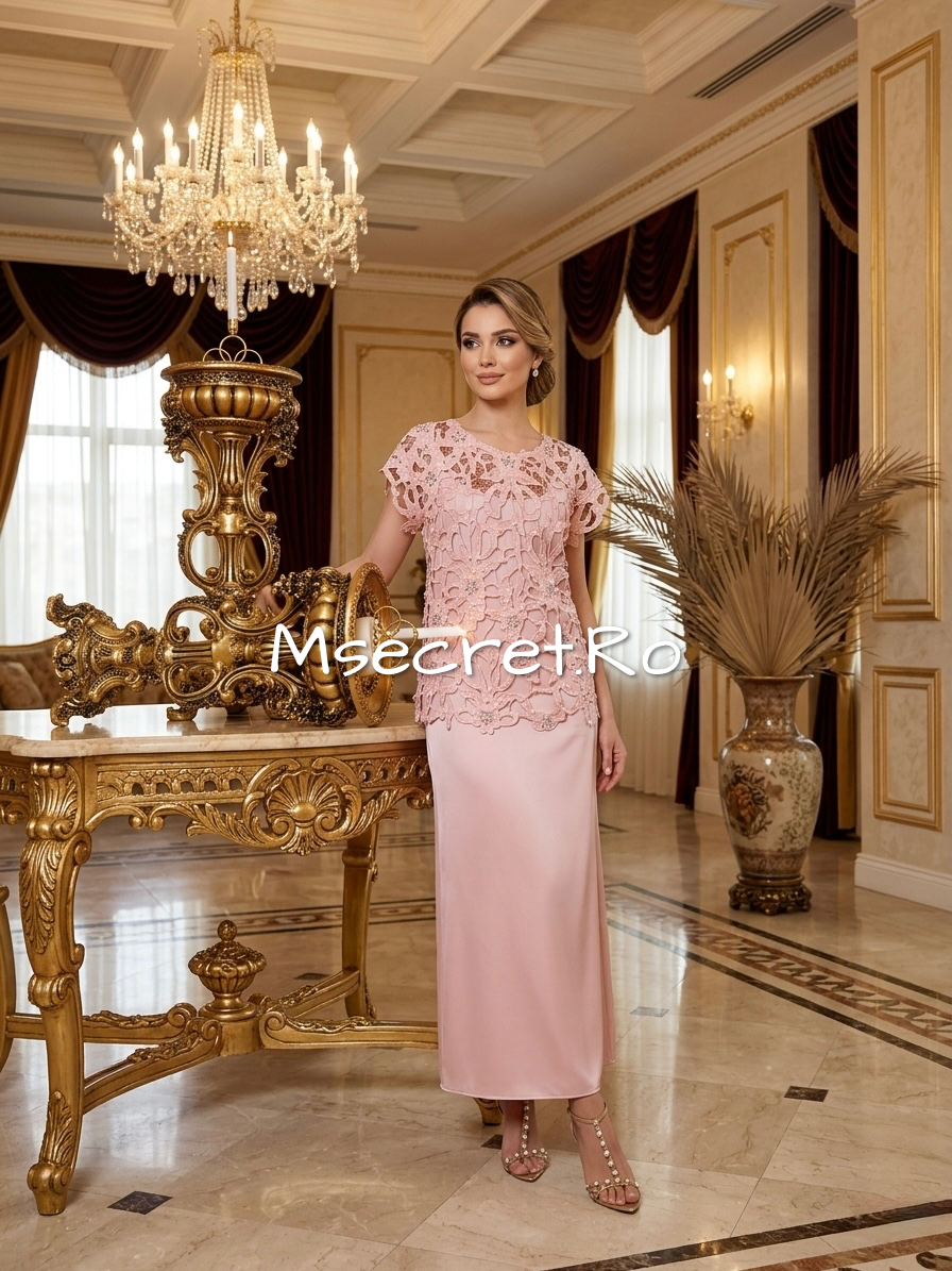 Rochie roz cu perle