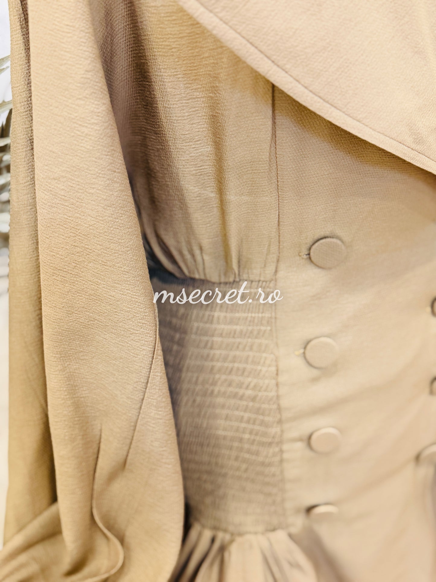 Cappuccino satin chiffon dress with a skirt and jacket-style top
