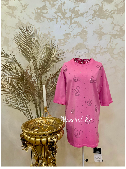 Tricou roz cu pietre
