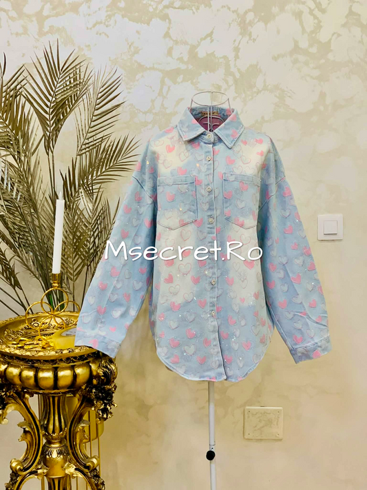 Jacheta denim cu pietricele