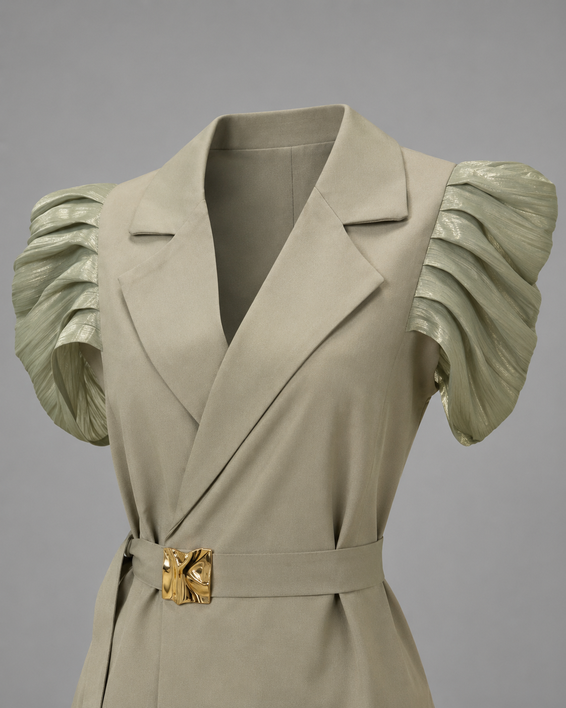 Olive green set with wrap vest and palazzo pants