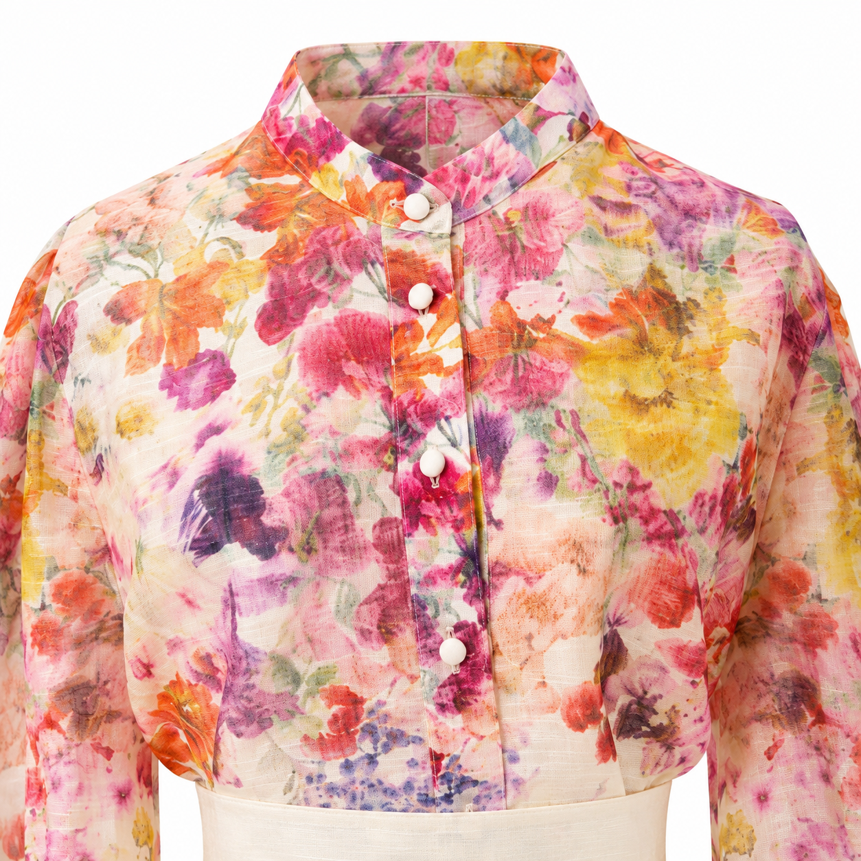 Compleu maxi din in cu imprimeu floral