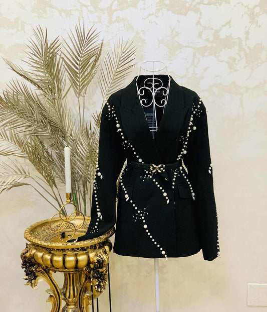 Sacou negru cu perle