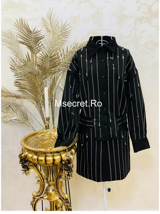 Rochie tip sacou cu cristale aplicate
